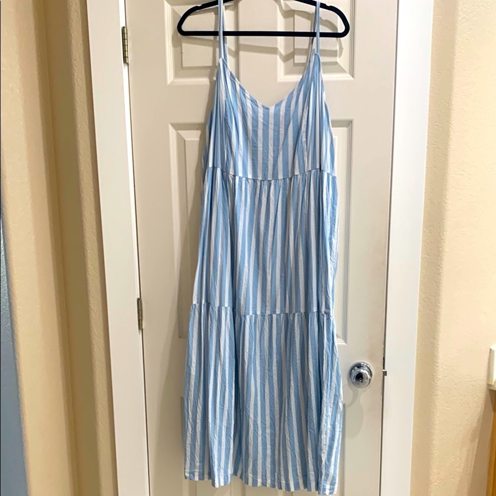 Old Navy Blue White Stripe A-line Maxi Dress XL